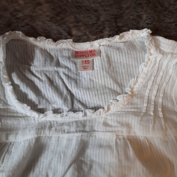 Babydoll Semi Sheer White Ruffled Neck Mossimo Company Blouse - Picture 6 of 7